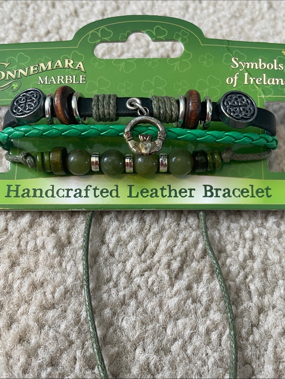 Irish Connemara Marble Leather Bracelet - Picture 4 of 9